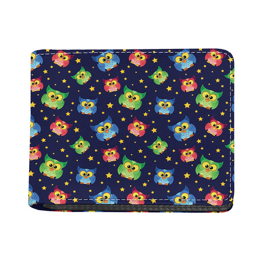 Owl And Star Pattern Print Bifold Wallet