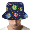 Owl And Star Pattern Print Bucket Hat
