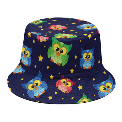 Owl And Star Pattern Print Bucket Hat