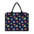 Owl And Star Pattern Print Canvas Tote Bag