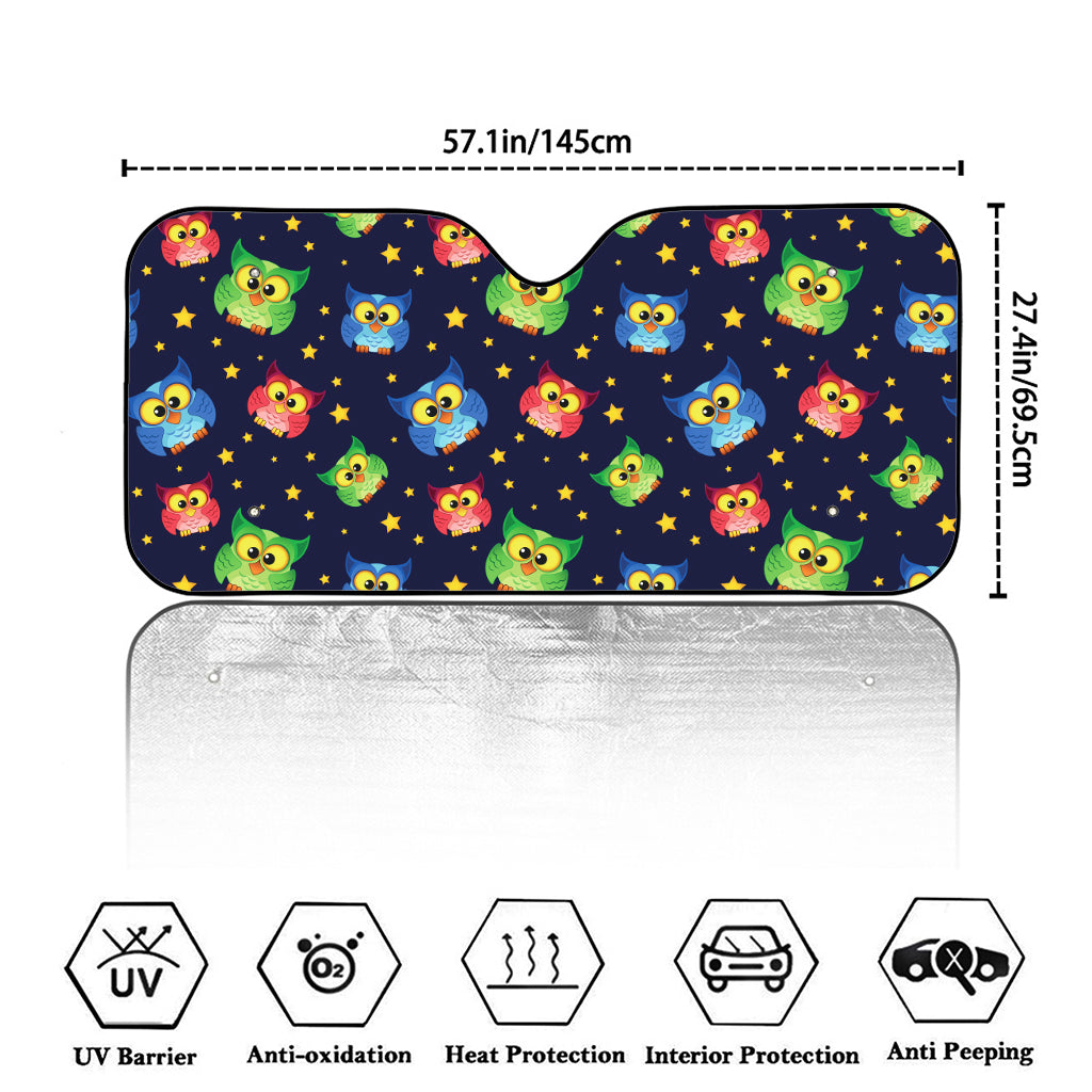 Owl And Star Pattern Print Car Windshield Sun Shade