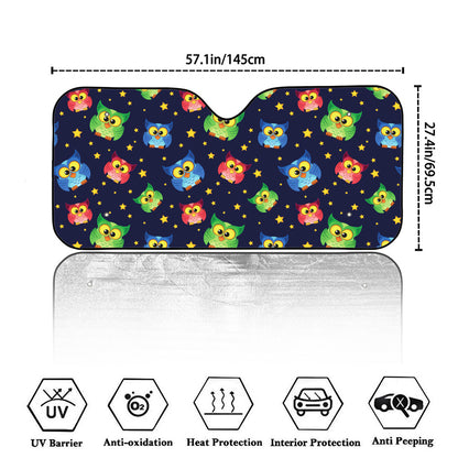 Owl And Star Pattern Print Car Windshield Sun Shade