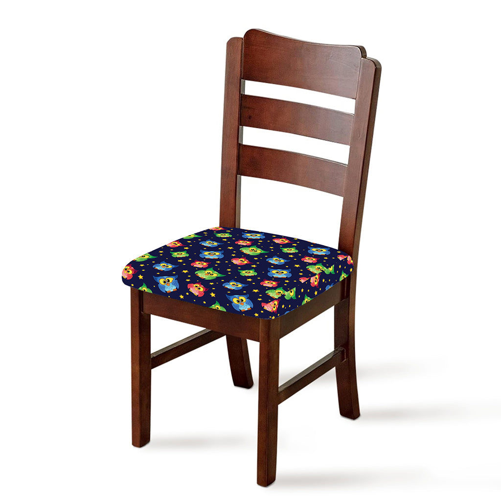 Owl And Star Pattern Print Chair Cushion Cover