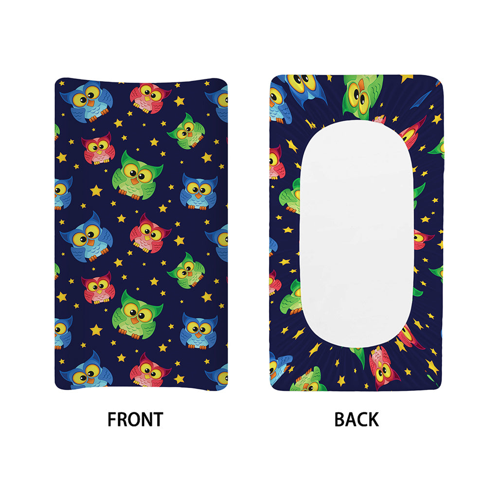 Owl And Star Pattern Print Changing Pad Cover