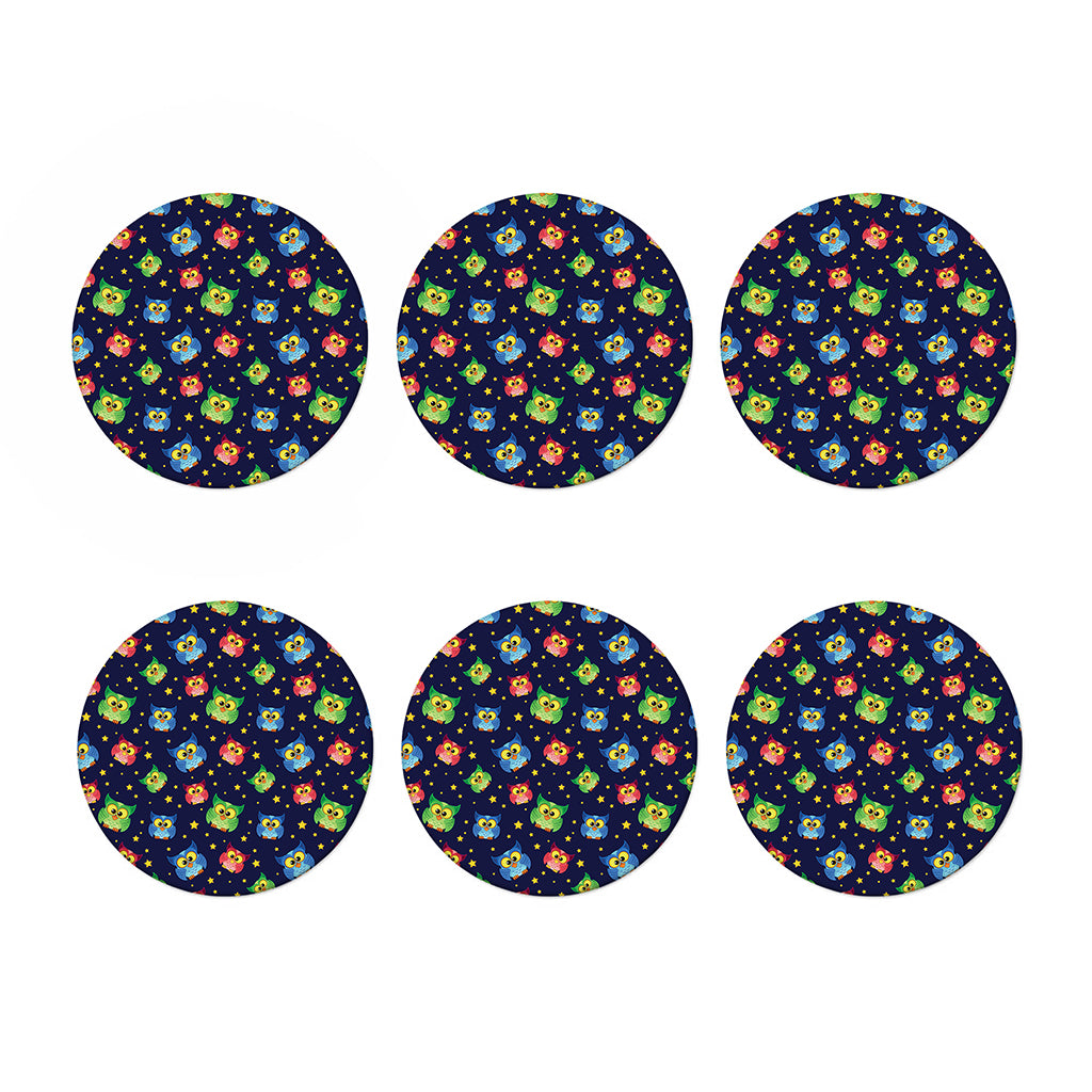 Owl And Star Pattern Print Coaster Set