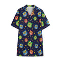 Owl And Star Pattern Print Cotton Hawaiian Shirt