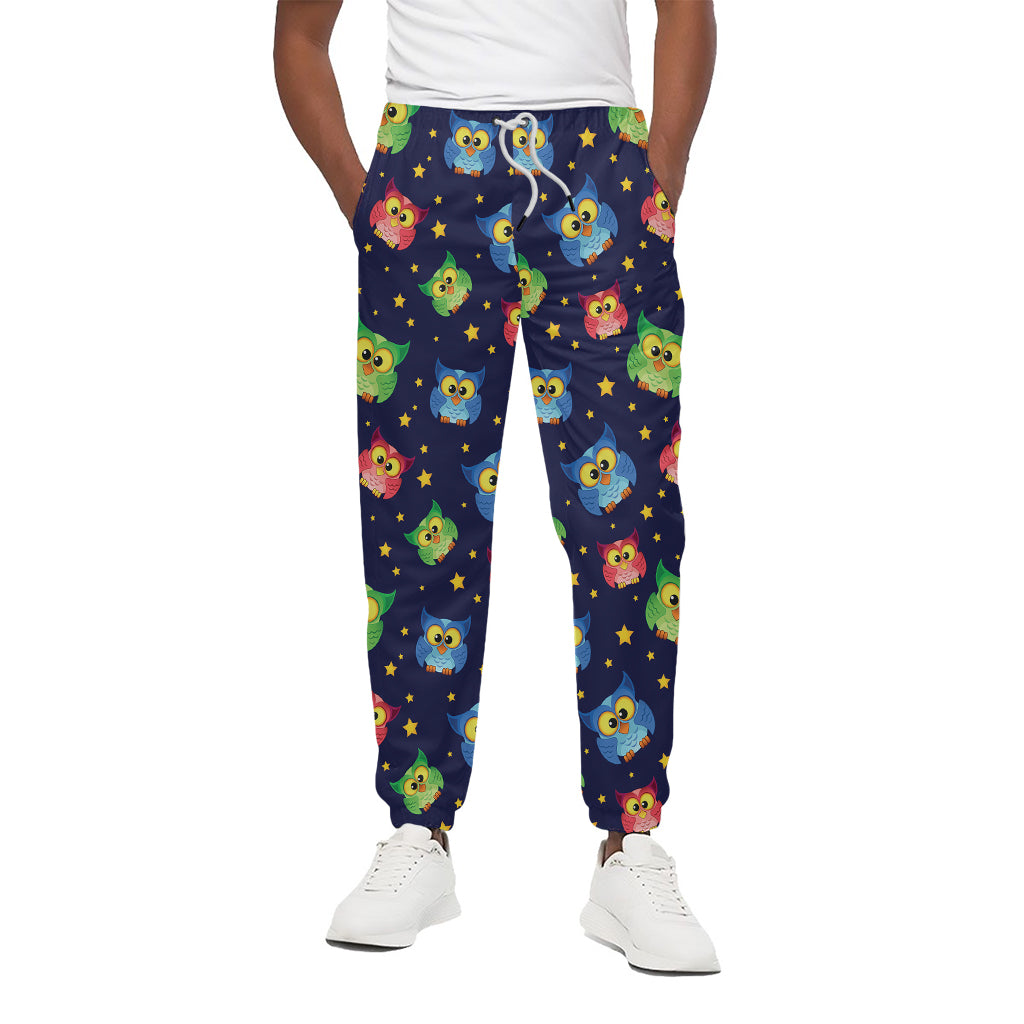 Owl And Star Pattern Print Cotton Pants