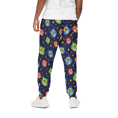 Owl And Star Pattern Print Cotton Pants