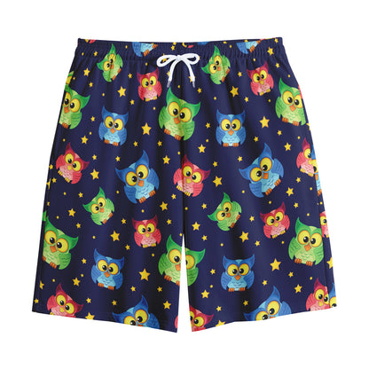 Owl And Star Pattern Print Cotton Shorts