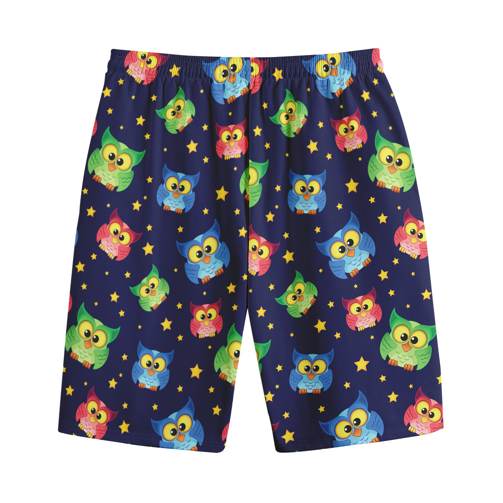 Owl And Star Pattern Print Cotton Shorts