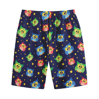 Owl And Star Pattern Print Cotton Shorts