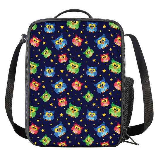 Owl And Star Pattern Print Crossbody Lunch Bag