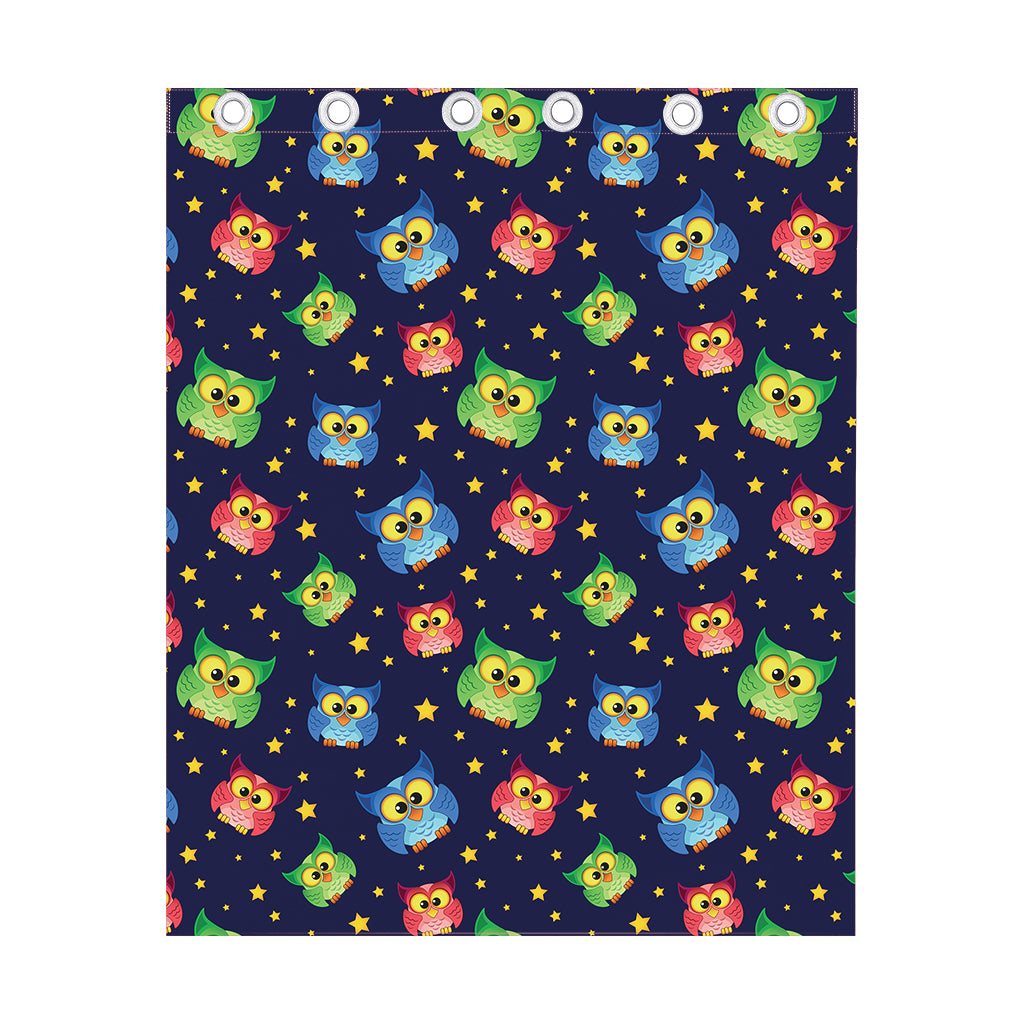 Owl And Star Pattern Print Curtain