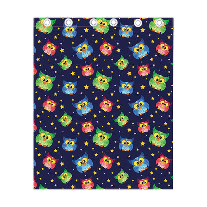 Owl And Star Pattern Print Curtain