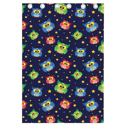 Owl And Star Pattern Print Curtain