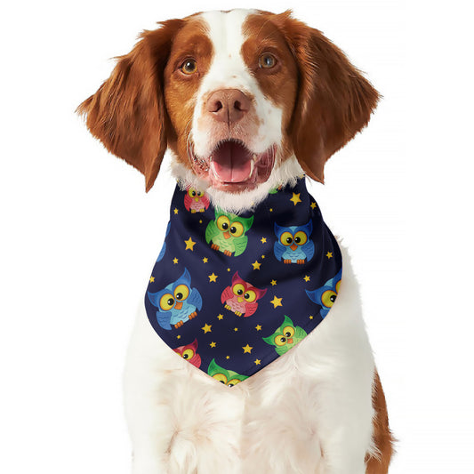 Owl And Star Pattern Print Dog Bandana