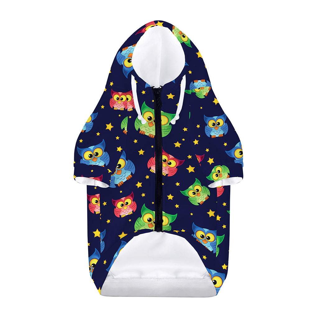 Owl And Star Pattern Print Dog Zip Up Hoodie