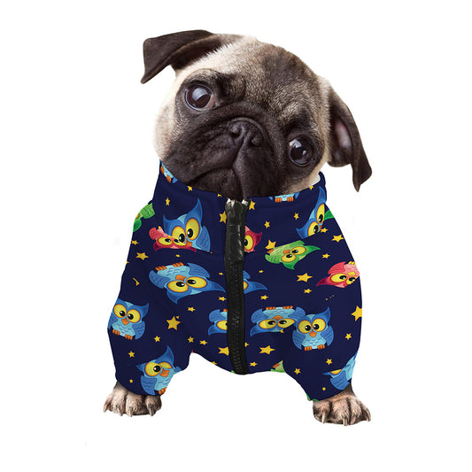 Owl And Star Pattern Print Dog Zip Up Jacket