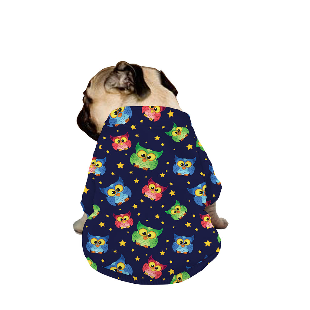 Owl And Star Pattern Print Dog Zip Up Jacket