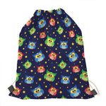 Owl And Star Pattern Print Drawstring Bag