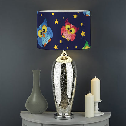 Owl And Star Pattern Print Drum Lamp Shade
