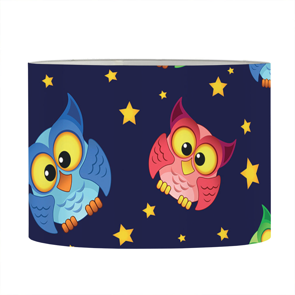 Owl And Star Pattern Print Drum Lamp Shade