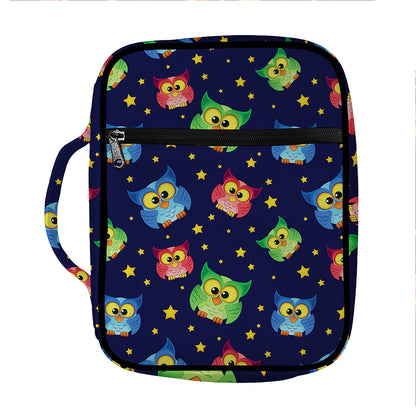 Owl And Star Pattern Print Front Pocket Bible Bag