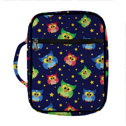 Owl And Star Pattern Print Front Pocket Bible Bag