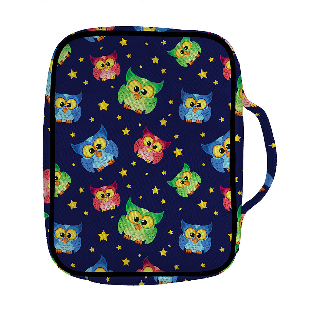 Owl And Star Pattern Print Front Pocket Bible Bag