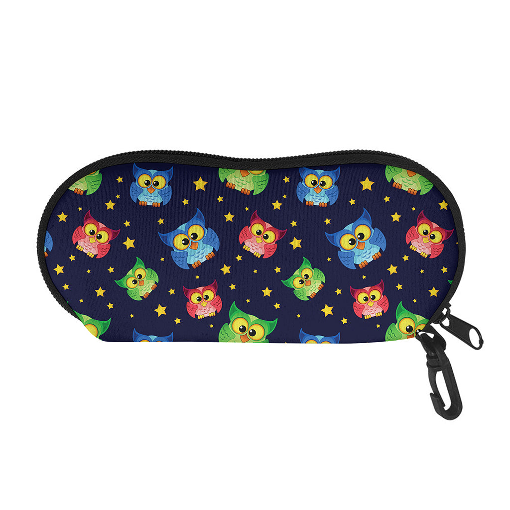 Owl And Star Pattern Print Glasses Case