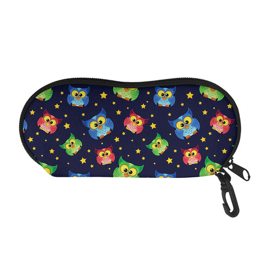 Owl And Star Pattern Print Glasses Case