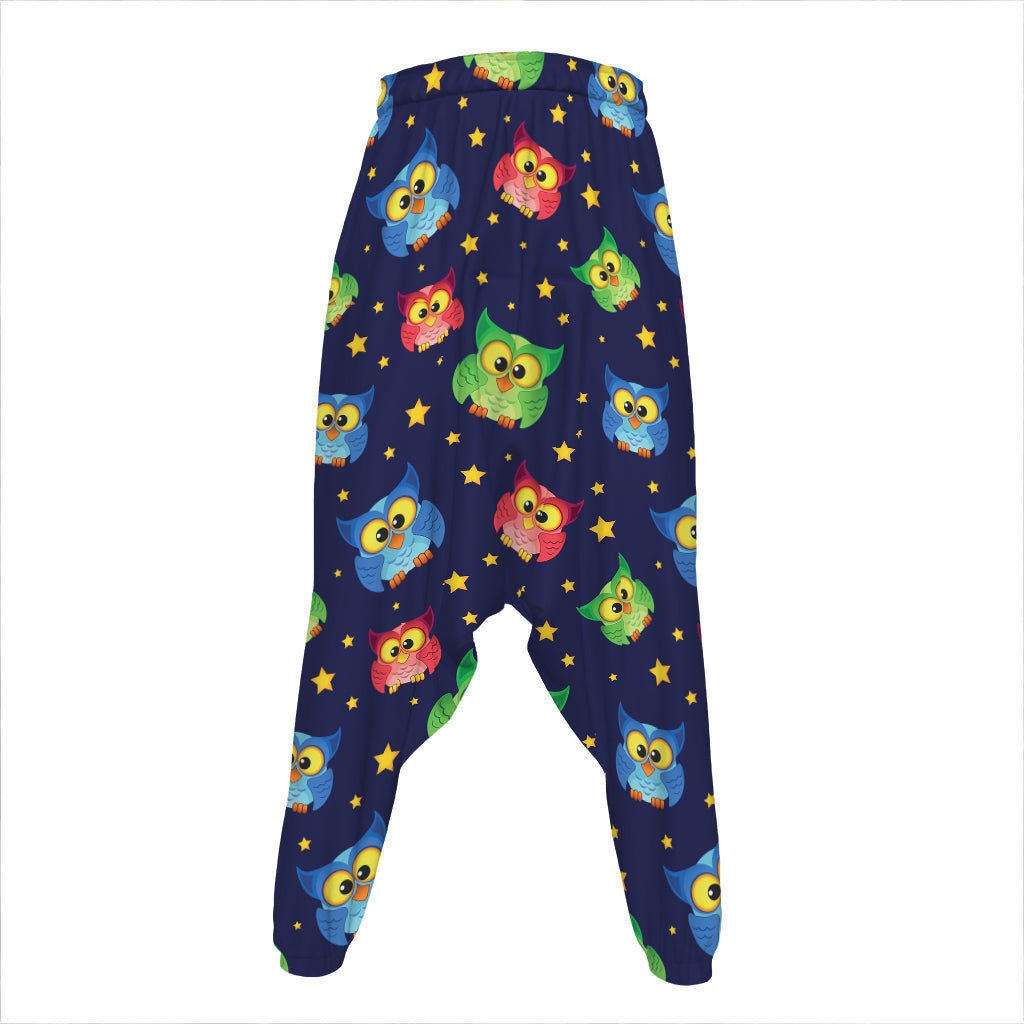 Owl And Star Pattern Print Hammer Pants