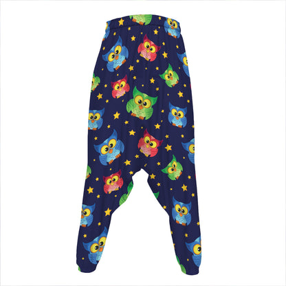 Owl And Star Pattern Print Hammer Pants