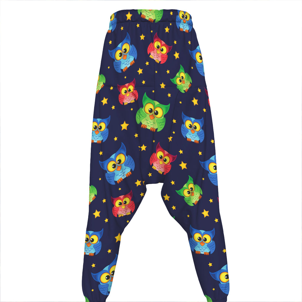 Owl And Star Pattern Print Hammer Pants