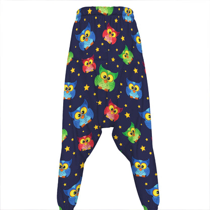 Owl And Star Pattern Print Hammer Pants