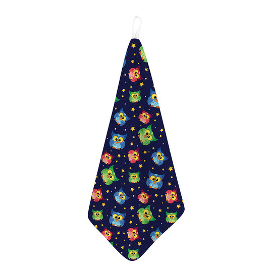 Owl And Star Pattern Print Hand Towel