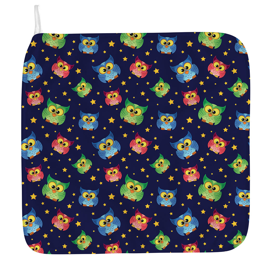 Owl And Star Pattern Print Hand Towel