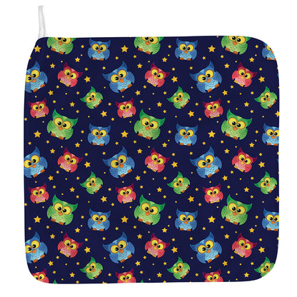 Owl And Star Pattern Print Hand Towel