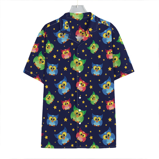 Owl And Star Pattern Print Hawaiian Shirt