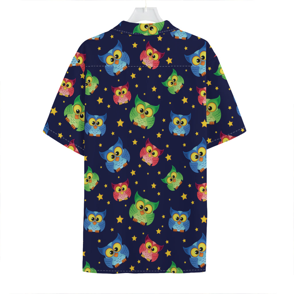Owl And Star Pattern Print Hawaiian Shirt