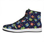 Owl And Star Pattern Print High Top Leather Sneakers