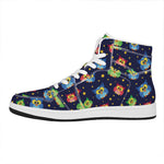 Owl And Star Pattern Print High Top Leather Sneakers