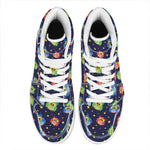 Owl And Star Pattern Print High Top Leather Sneakers