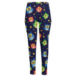 Owl And Star Pattern Print High-Waisted Pocket Leggings