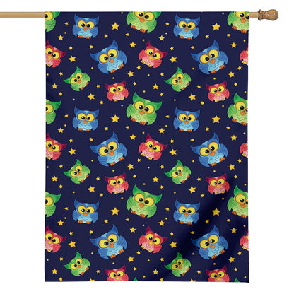 Owl And Star Pattern Print House Flag