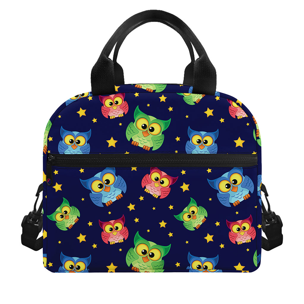 Owl And Star Pattern Print Insulated Lunch Bag