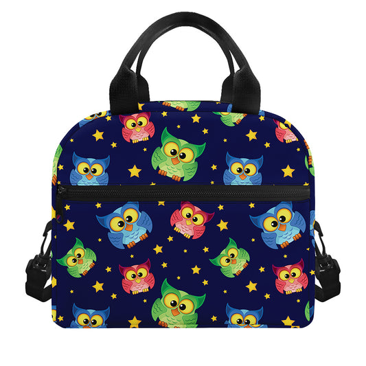 Owl And Star Pattern Print Insulated Lunch Bag