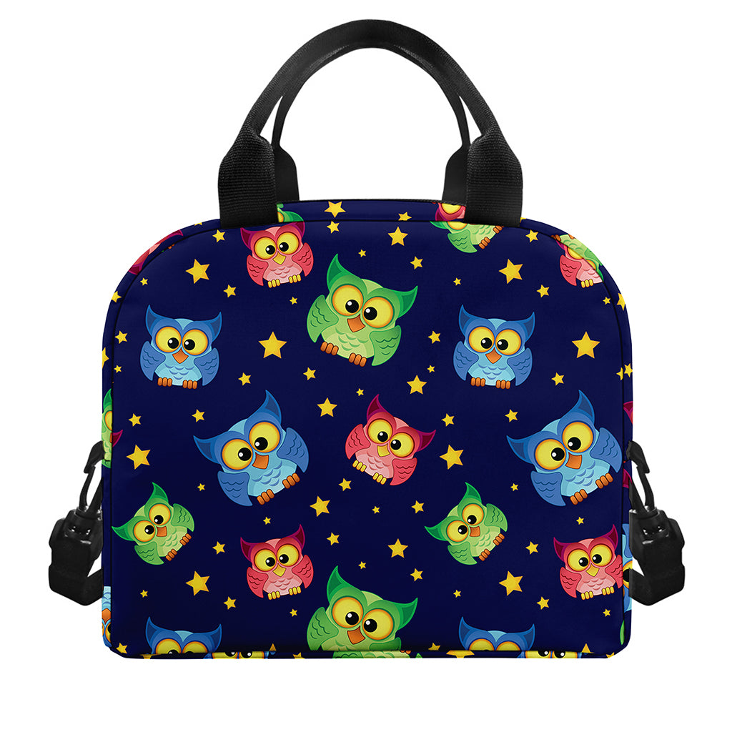 Owl And Star Pattern Print Insulated Lunch Bag