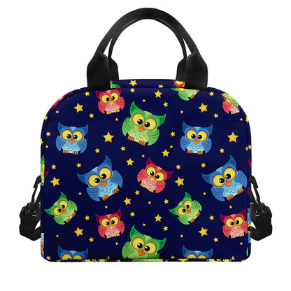 Owl And Star Pattern Print Insulated Lunch Bag