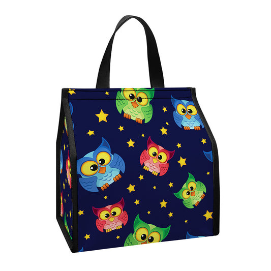 Owl And Star Pattern Print Insulated Lunch Tote